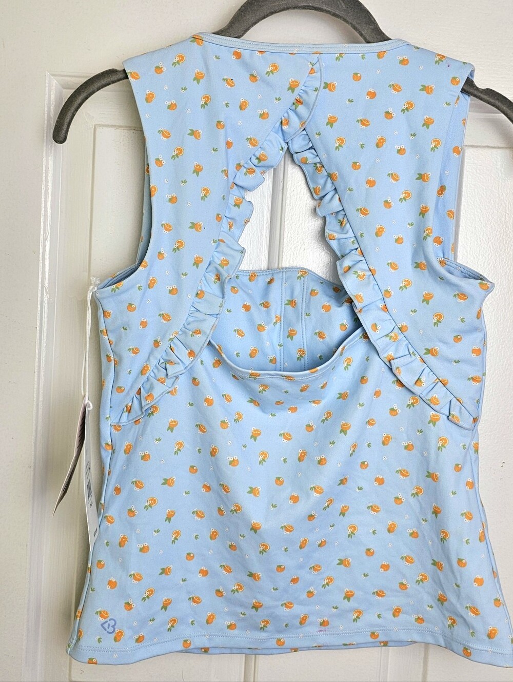 New Blogilates Ruffle Back Citrus Print Athletic Top - Picture 4 of 6